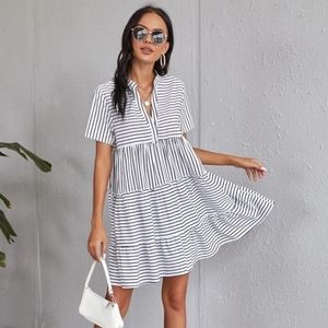 Shien Curve. Stripped Smock Dress in a size 1xl